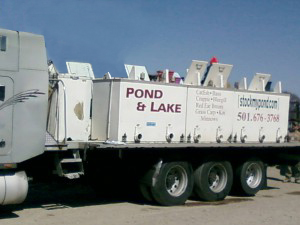 White stock my pond fish delivery truck.
